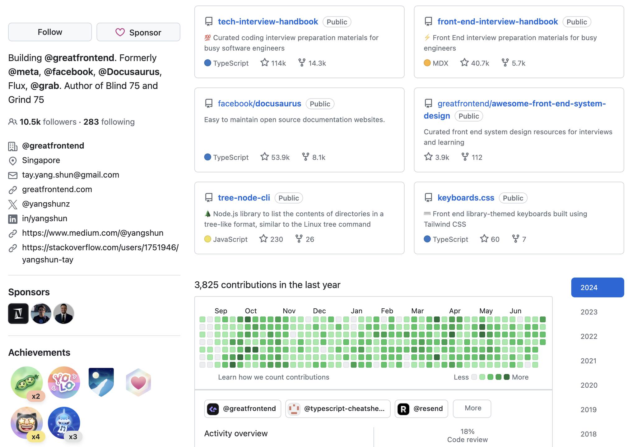 前輩的 GitHub 個人頁