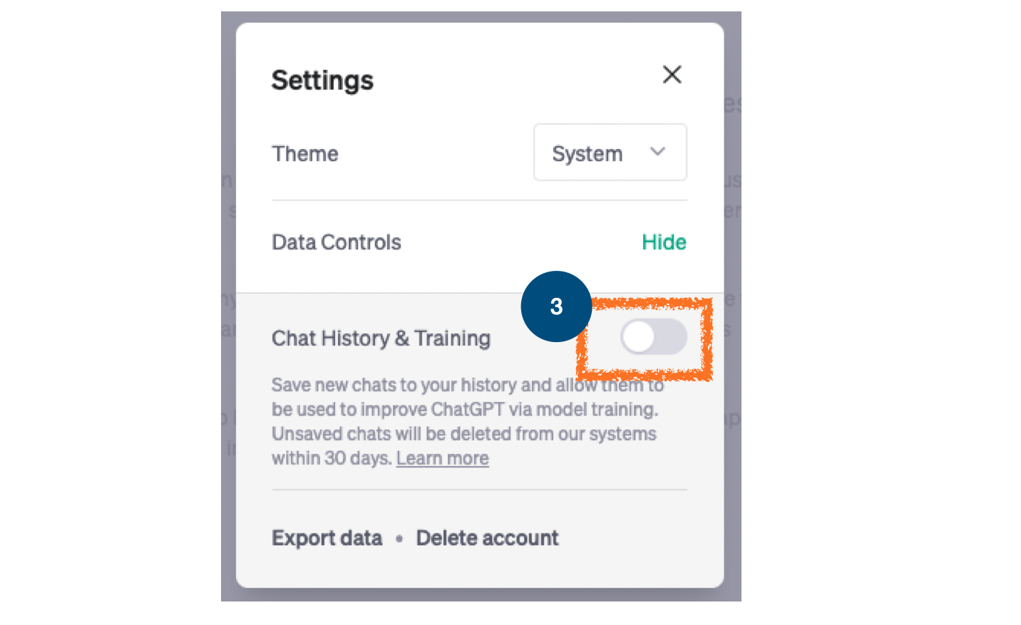 圖 7：ChatGPT 關閉聊天記錄