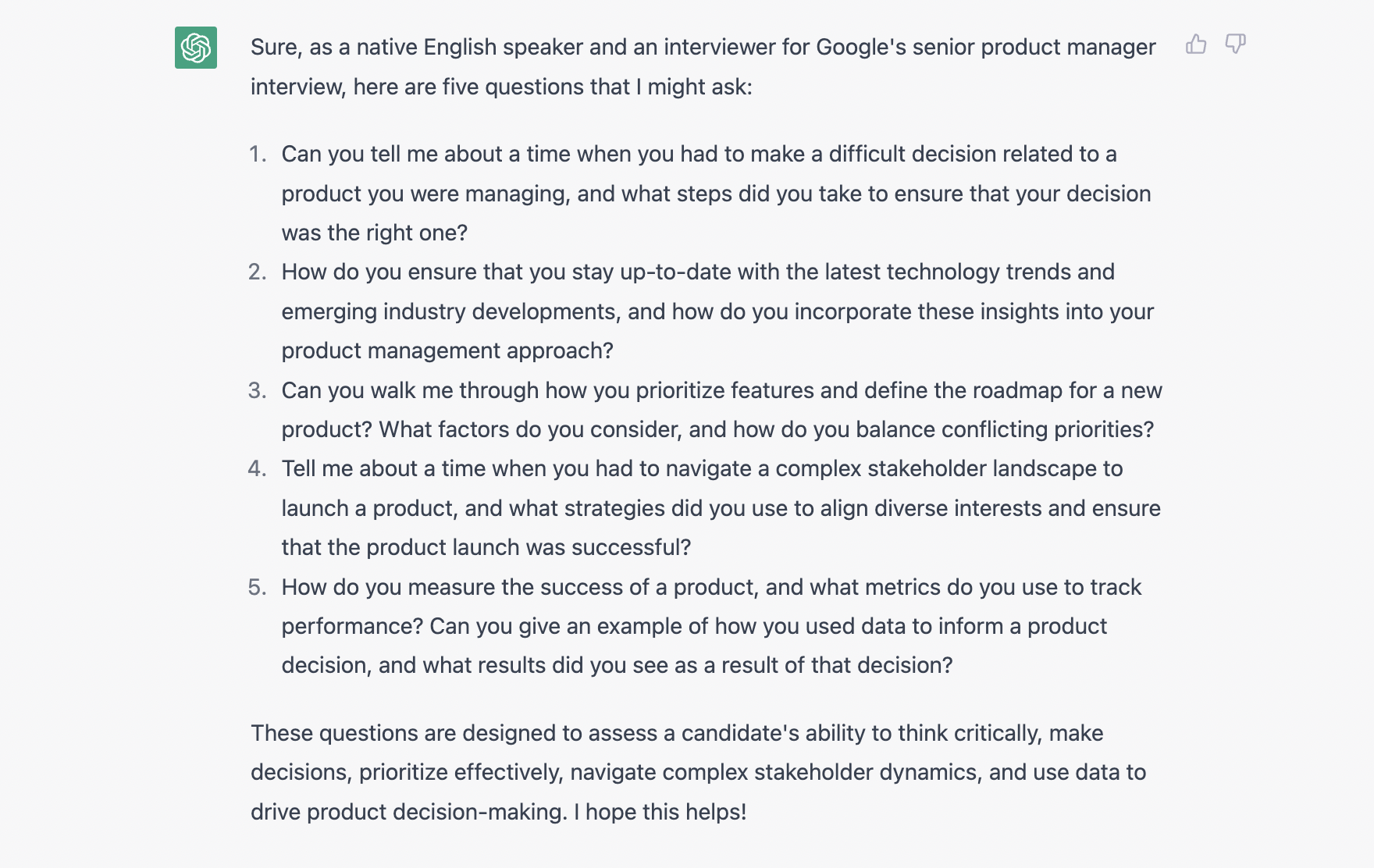 ChatGPT 帮你搜集常见的面试问题