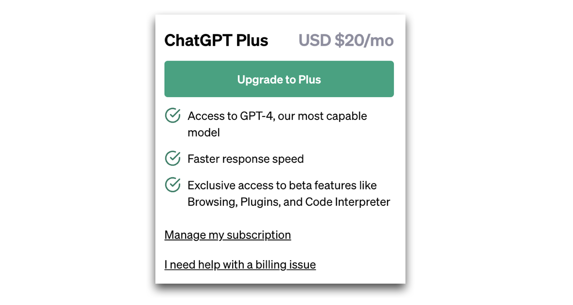 ChatGPT Plus features