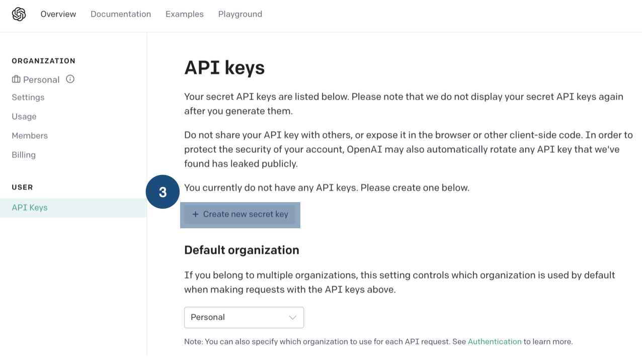 Get OpenAI Token Step3