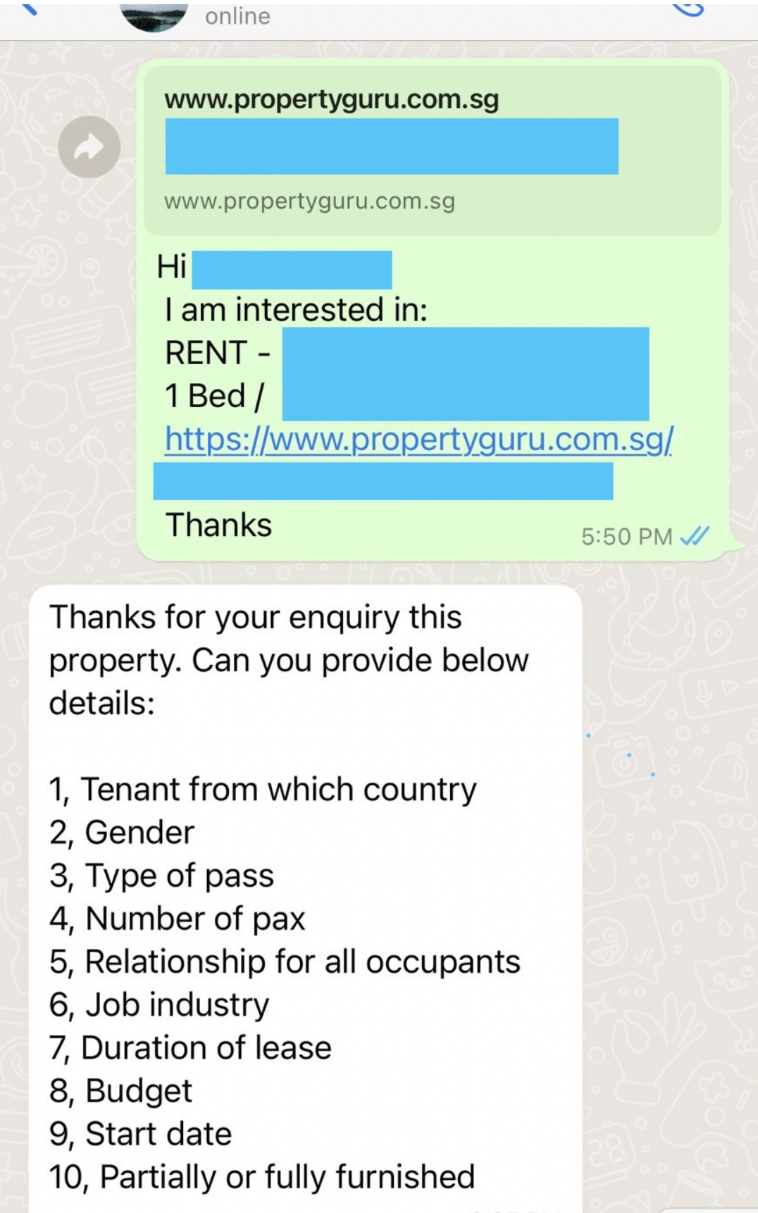 An agent asks for personal information