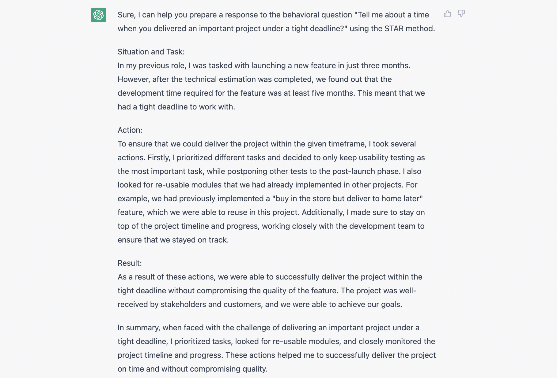 ChatGPT 帮你用 STAR 原则准备面试回答