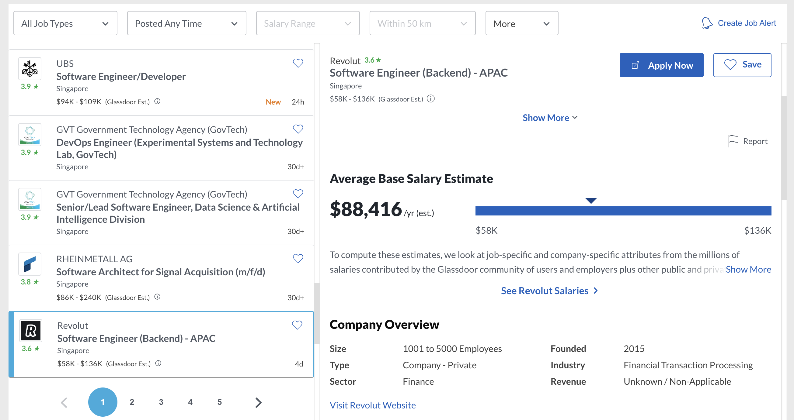 Glassdoor 搜寻新加坡职缺