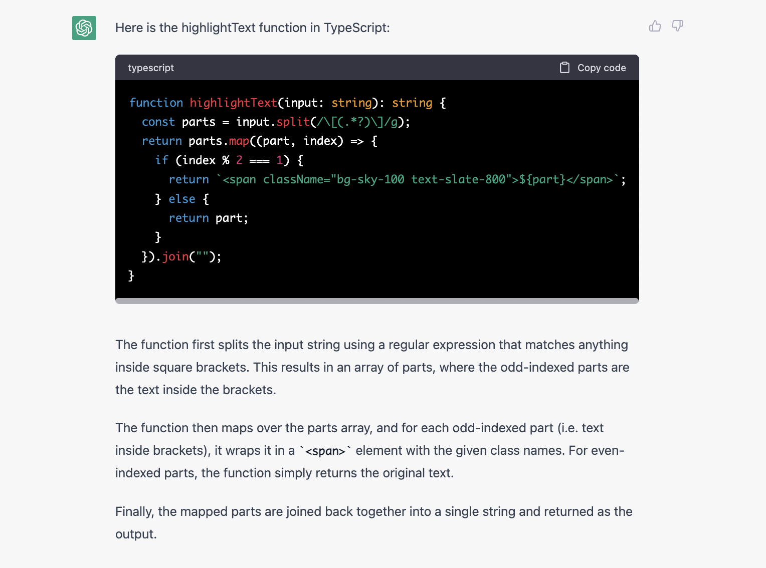 Automatic highlighting feature implemented by ChatGPT