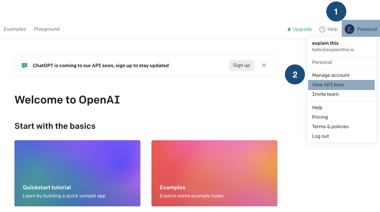 Get OpenAI Token Step1 and Step2